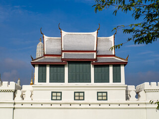 Thai architecture building Located on the wall, Wat Phra Kaew is a must-visit place. famous Located in Bangkok, Thailand