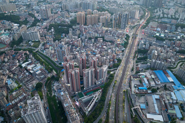 Fototapeta na wymiar Modern city buildings with interchange overpass in shenzhen city,China
