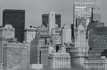 Retro downtown skyline in 1978,New York City