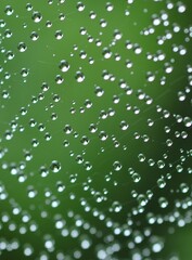 蜘蛛の巣に付いた雨の雫
