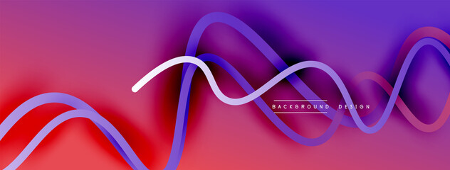 Abstract gradient background with wave line with shadow effect. Geometric composition. 3D shadow effects and fluid gradients