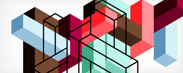 Abstract background. 3d cubes, cubic elements and blocks. Techno or business concept for wallpaper, banner, background, landing page