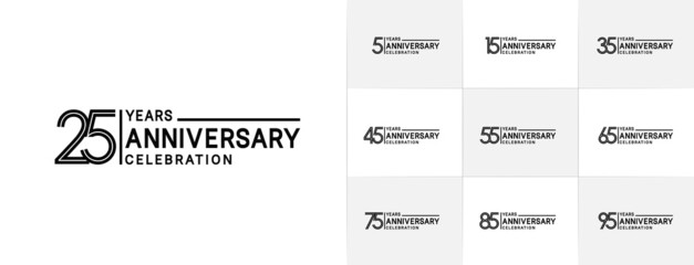 set of anniversary premium collection black color can be use for celebration event - obrazy, fototapety, plakaty