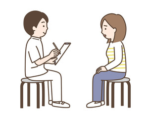 問診をする看護師と患者のイラスト