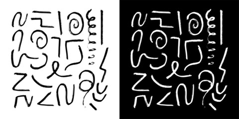 Set of Scribble arrow isolated on white background. black hand drawn arrows set icon. black and white color scribble 