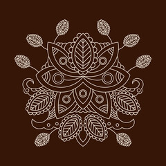 Hand drawn mandala lotus flower drawing. - Vector.