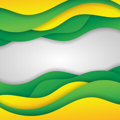 Green and yellow curve frame template vector