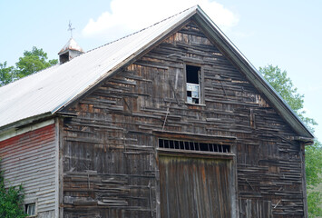 close up on old farm wooden house