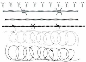 Barbed metal wire fence part vector
