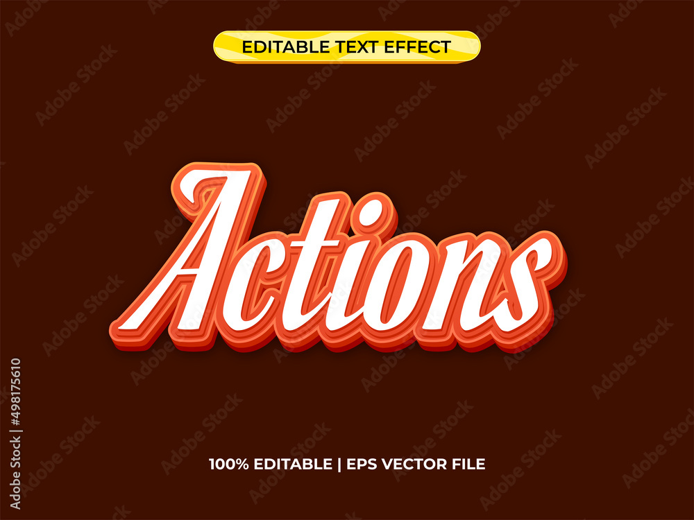 Poster action 3d text effect with simple theme. typography template for tittle