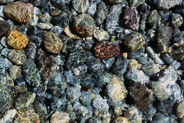 Piedras en el lago de la patagonia