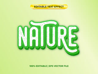 nature 3d text effect with green nature theme. typography template for tittle or tagline