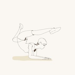 Young female workout. Sport girl doing stretching exercise. Casual sportwear - t-shirt, breeches and sneakers. Young woman wearing workout clothes. Sport fashion girl outline in urban casual style.