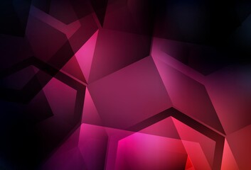 Dark Pink vector background with triangles, rectangles.