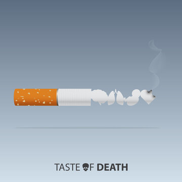 May 31st World No Tobacco Day banner design. Cigarettes are burning paper to convey the dangers of smoking. Stop smoking poster for disease warning. No smoking sign. 