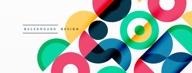 Obraz premium Colorful circle abstract background. Minimal geometric template for wallpaper, banner, presentation