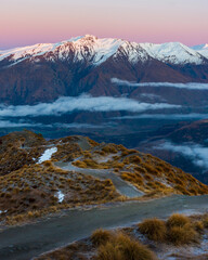 Sunrise over Roys Peak, Lake Wanaka and Mount Aspiring, South Island, New Zealand