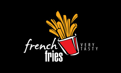 Vector illustration of French fries on a black background