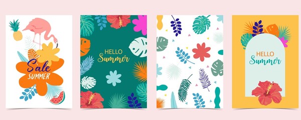 summer sale background with flamingo,leaf,flower © piixypeach