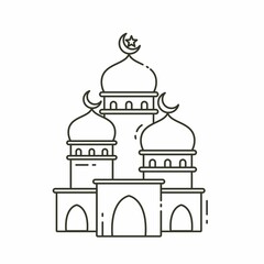 Illustration vector graphic of the mosque. Mosque minimalist style isolated on a white background. The illustration is suitable for web landing page banners, flyers, stickers, cards, etc.
