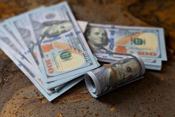 Background of hundred dollars bank notes