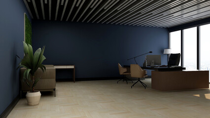 Fototapeta na wymiar realistic 3d company logo mockup in office manager space with luxury design interior