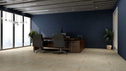 Fototapeta premium realistic 3d company logo mockup in office manager space with luxury design interior
