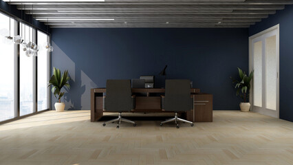 realistic 3d company logo mockup in office manager space with luxury design interior