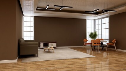 coffee shop wall logo mockup in the cafe or restaurant meeting room