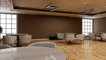 coffee shop wall logo mockup in the cafe or restaurant meeting room