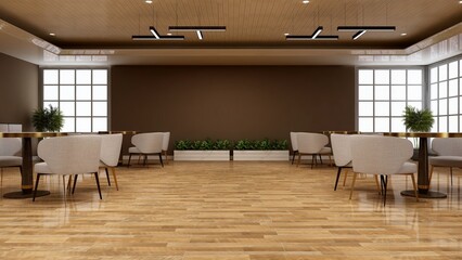 coffee shop wall logo mockup in the cafe or restaurant meeting room