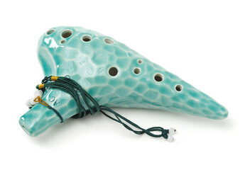 Ocarina blue on white background 