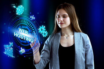 Business, Technology, Internet and network concept. Young businessman working on a virtual screen...