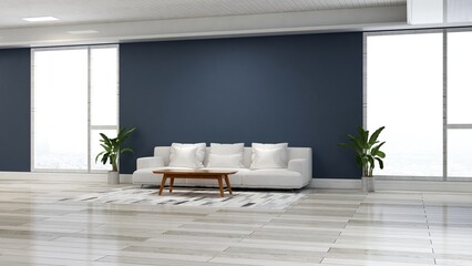 3d wall logo mockup in the office lobby waiting room