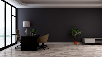 logo mockup in the office manager wall