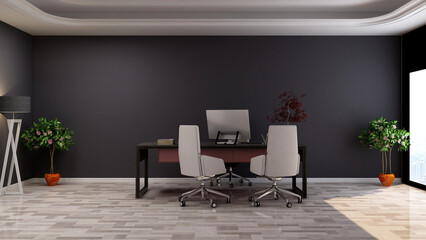 logo mockup in the office manager wall