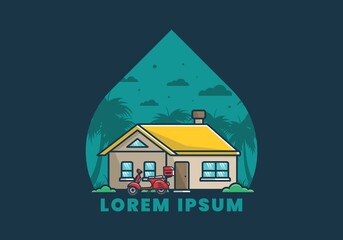 Colorful simple dream house flat illustration