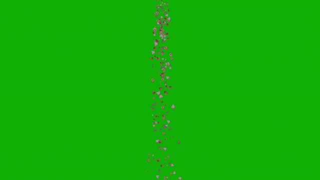Falling debris particles motion graphics with green screen background