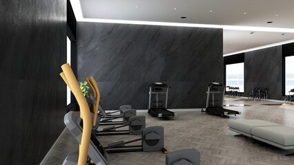 gym wall logo mockup in the athlete fitness or gym room with a black wall