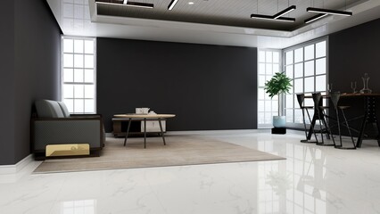 restaurant or cafe 3d interior design wall sign mockup