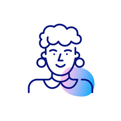 Stylish old lady in retro clothes. Pixel perfect, editable stroke line art icon