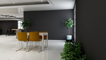 restaurant or cafe 3d interior design wall sign mockup