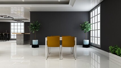 restaurant or cafe 3d interior design wall sign mockup