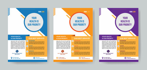 Download the flyer design vector file to promote healthcare.