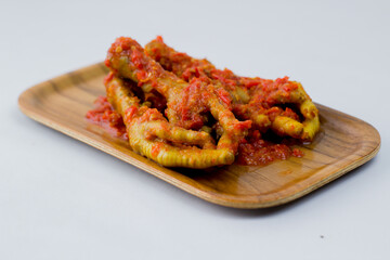 close up of Ceker Mbledos. Isolated on a white background.