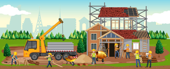 Building construction site background