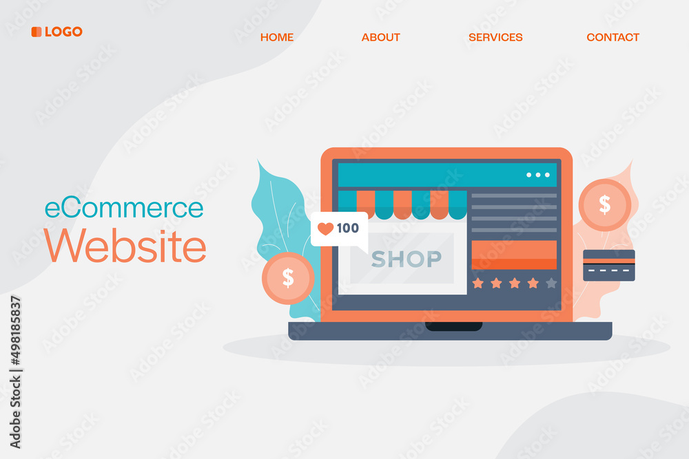 Poster ecommerce website with checkout system, online shopping experience, secure payment with shopping app