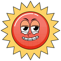 Sun cartoon character on white background