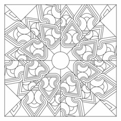 Drawing of eight slices with curved and pointed patterns. Fun coloring page suitable for digital detox. Anti stress EPS8 #503