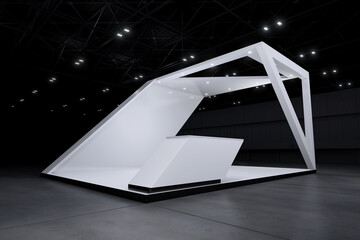 Exhibition stand for mockup and Corporate identity,Display design.Empty booth Design.Retail booth elements in Exhibition hall.booth Design trade show.Blank Booth system of Graphic Resources.3d render.